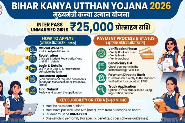 Bihar Kanya Utthan 2026: Inter Pass Girls को ₹25,000, Apply और Payment Guide
