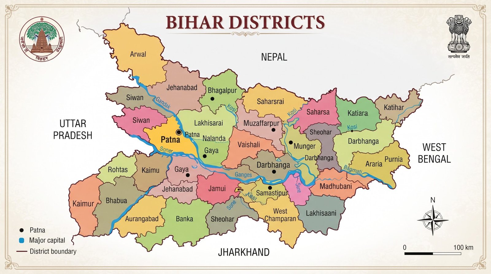 Bihar Districts: Complete List of 38 Districts, Headquarters, Divisions & Complete Guide