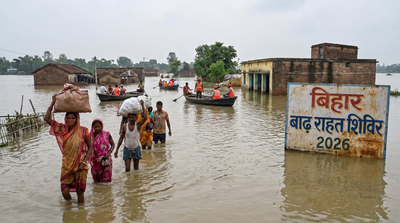 Bihar Flood 2026: 12 जिलों में बाढ़, 22 लाख लोग प्रभावित, Ganga Water Level, Relief & Latest Update